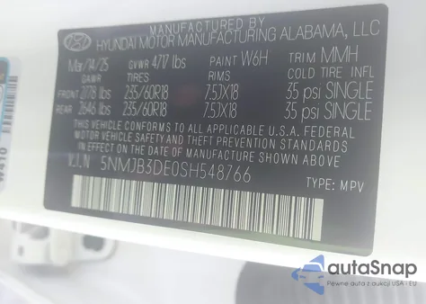 2025 Hyundai Tucson Sel z USA, uszkodzony, nr VIN 5NMJB3DE0SH548766